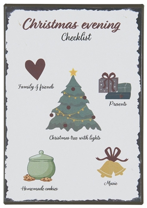Metalskilt Christmas evening Checklist fra Ib Laursen - Tinashjem